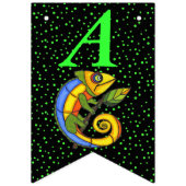 Gelukkige Verjaardag Bright Kleurrijke Hagedis op  Vlaggetjes (Tweede vlag)