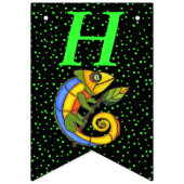 Gelukkige Verjaardag Bright Kleurrijke Hagedis op  Vlaggetjes (Eerste vlag)