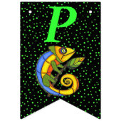 Gelukkige Verjaardag Bright Kleurrijke Hagedis op  Vlaggetjes (Derde vlag)