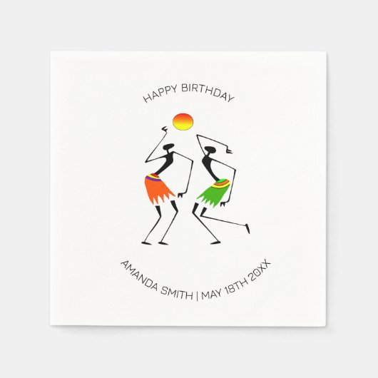 Gelukkige Verjaardag Bright Sun Dance Servet (Voorkant)