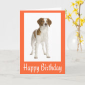 Gelukkige Verjaardag Brittany Spaniel Puppy Dog Ka Kaart (Gele Bloem)