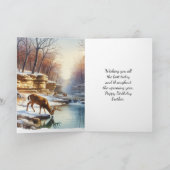 Gelukkige verjaardag broeder hert bok kaart (Binnen)