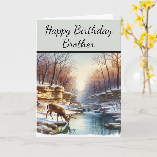 Gelukkige verjaardag broeder hert bok kaart (Gele Bloem)