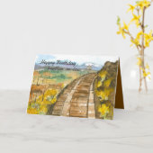 Gelukkige Verjaardag Broeder-in-Law Spoorweg Track Kaart (Gele Bloem)