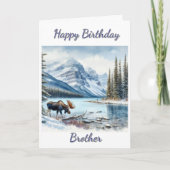 Gelukkige verjaardag broeder Moose in de winter Kaart (Voorkant)