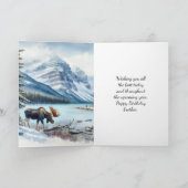 Gelukkige verjaardag broeder Moose in de winter Kaart (Binnen)