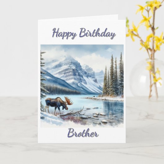 Gelukkige verjaardag broeder Moose in de winter Kaart (Gele Bloem)