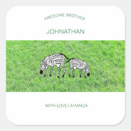 Gelukkige Verjaardag Broeder, Schattigee en Gelukk Vierkante Sticker