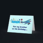 Gelukkige Verjaardag Broeder Vliegtuig Kaart<br><div class="desc">Dit ontwerp is voorzien van een tweedekker. Voor overeenkomende items typt u "penguincornerstore biplane" in de zoekbalk van Zazzle.</div>