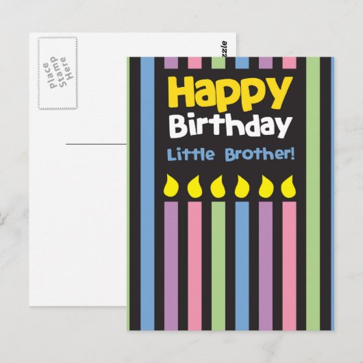 Gelukkige Verjaardag broertje stripey Briefkaart (Voorkant / Achterkant)