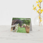 Gelukkige Verjaardag Bruin Miniatuur Draft Shire H Kaart (Gele Bloem)