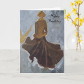 Gelukkige Verjaardag (bruine kleding) Kaart (Gele Bloem)