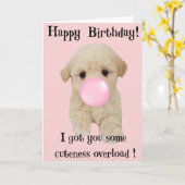 Gelukkige Verjaardag bubble gum puppy kaart! Kaart (Gele Bloem)