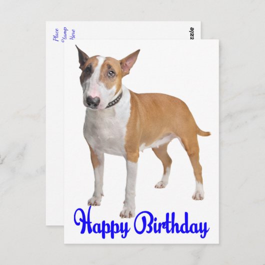 Gelukkige Verjaardag Bull Terrier Puppy Hond Briefkaart (Voorkant / Achterkant)