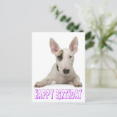 Gelukkige Verjaardag Bull Terrier Puppy Hond Briefkaart (Staand voorkant)
