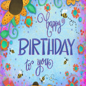 Gelukkige Verjaardag Bumblebee Whimsical Bloemen Kaart