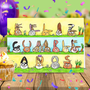 Gelukkige Verjaardag Bunnies Wenskaart Bedankkaart