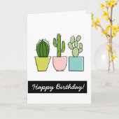 Gelukkige Verjaardag! | Cactus in Potten Kaart (Gele Bloem)
