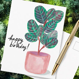 Gelukkige Verjaardag Calathea Prayer Plant Aquarel Briefkaart
