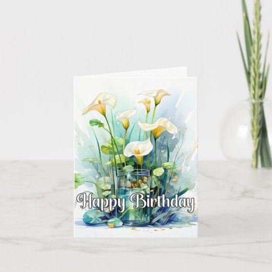 Gelukkige verjaardag Calla Lelies Bloemen Kaart (Voorkant)