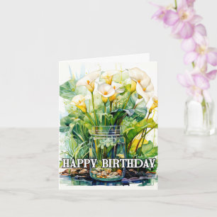 Gelukkige Verjaardag  Calla Lelies Bloemen Kaart