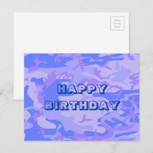 Gelukkige verjaardag Camouflage Pastelblauw Abstra Briefkaart