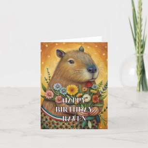Gelukkige verjaardag capibara foldet kaart