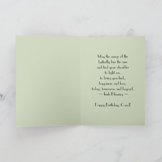 Gelukkige Verjaardag Carol Monarch Butterfly Kaart (Binnen)