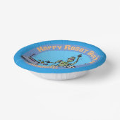 Gelukkige verjaardag cartoon robots papieren kommen (Gebogen)