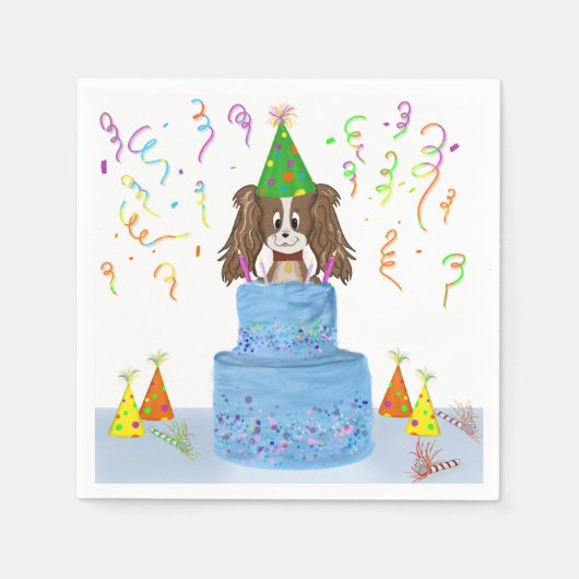 Gelukkige verjaardag Cavalier King Charles Cake Servet (Voorkant)