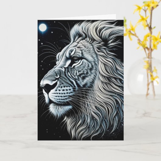 Gelukkige Verjaardag Celestial Lion Ai Art Kaart (Gele Bloem)