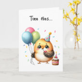 Gelukkige verjaardag chagrijnige vogel cupcake bal kaart (Gele Bloem)