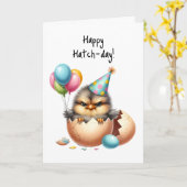 Gelukkige verjaardag chagrijnige vogel ei broedeie kaart (Gele Bloem)