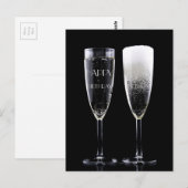 Gelukkige Verjaardag Cheers Champagne Fluit Twee B Briefkaart (Voorkant / Achterkant)