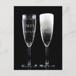 Gelukkige Verjaardag Cheers Champagne Fluit Twee B Briefkaart