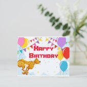 Gelukkige Verjaardag Cheetah Groet Briefkaart (Staand voorkant)