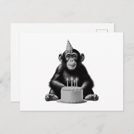 Gelukkige verjaardag chimpansee briefkaart (Voorkant / Achterkant)