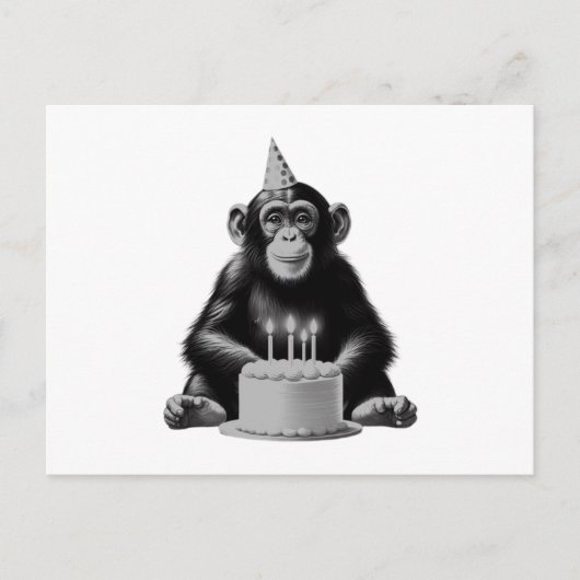 Gelukkige verjaardag chimpansee briefkaart (Voorkant)