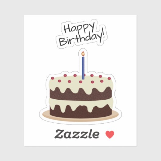 Gelukkige Verjaardag Chocolade en Vanille Cake Con Sticker (Vel)