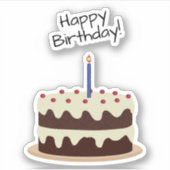 Gelukkige Verjaardag Chocolade en Vanille Cake Con Sticker (Voorkant)