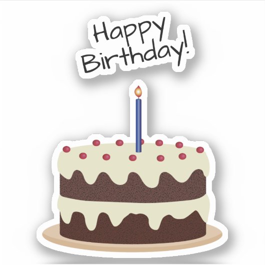 Gelukkige Verjaardag Chocolade en Vanille Cake Con Sticker (Voorkant)