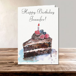 Gelukkige Verjaardag Chocolade Taart met Kaars Kaart