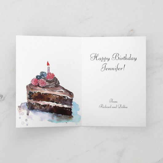 Gelukkige Verjaardag Chocolade Taart met Kaars Kaart (Binnen)