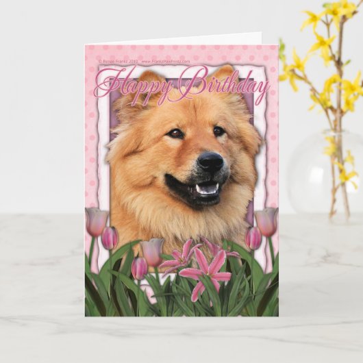 Gelukkige Verjaardag - Chow-chow - Cinny Kaart (Gele Bloem)