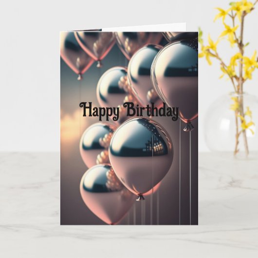 Gelukkige Verjaardag Classy Person Metaalballonnen Kaart (Gele Bloem)