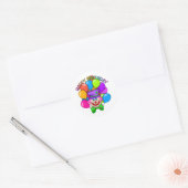 Gelukkige Verjaardag Clown en Ballonnen Ronde Sticker (Envelop)