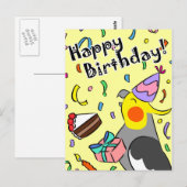 Gelukkige Verjaardag Cockatiel Briefkaart (Voorkant / Achterkant)