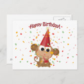 Gelukkige verjaardag Confetti Monkey Briefkaart (Voorkant / Achterkant)