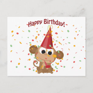Gelukkige verjaardag Confetti Monkey Briefkaart