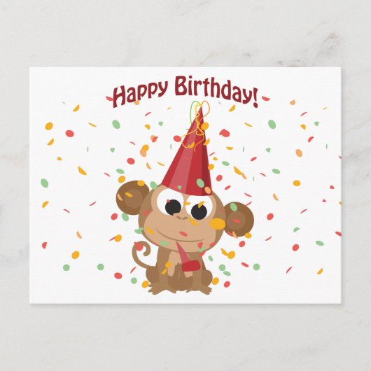 Gelukkige verjaardag Confetti Monkey Briefkaart (Voorkant)